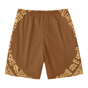 Mayan Circle Symbol Print Men's Swim Trunks