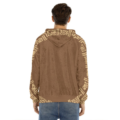 Mayan Circle Symbol Print Men's Velvet Pullover Hoodie