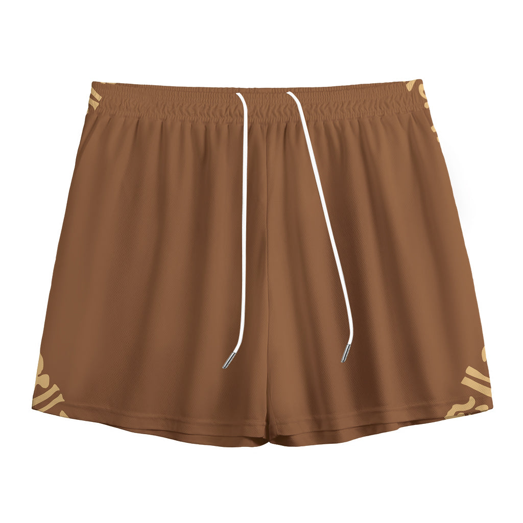Mayan Circle Symbol Print Mesh Shorts