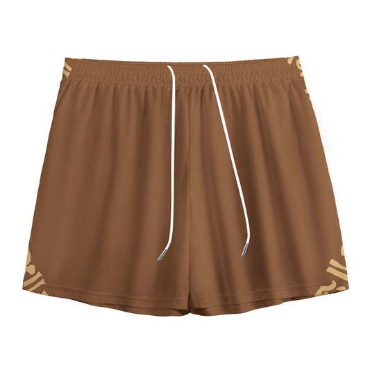 Mayan Circle Symbol Print Mesh Shorts
