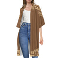 Mayan Circle Symbol Print Open Front Beach Cover Up