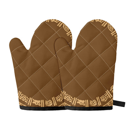 Mayan Circle Symbol Print Oven Mitts