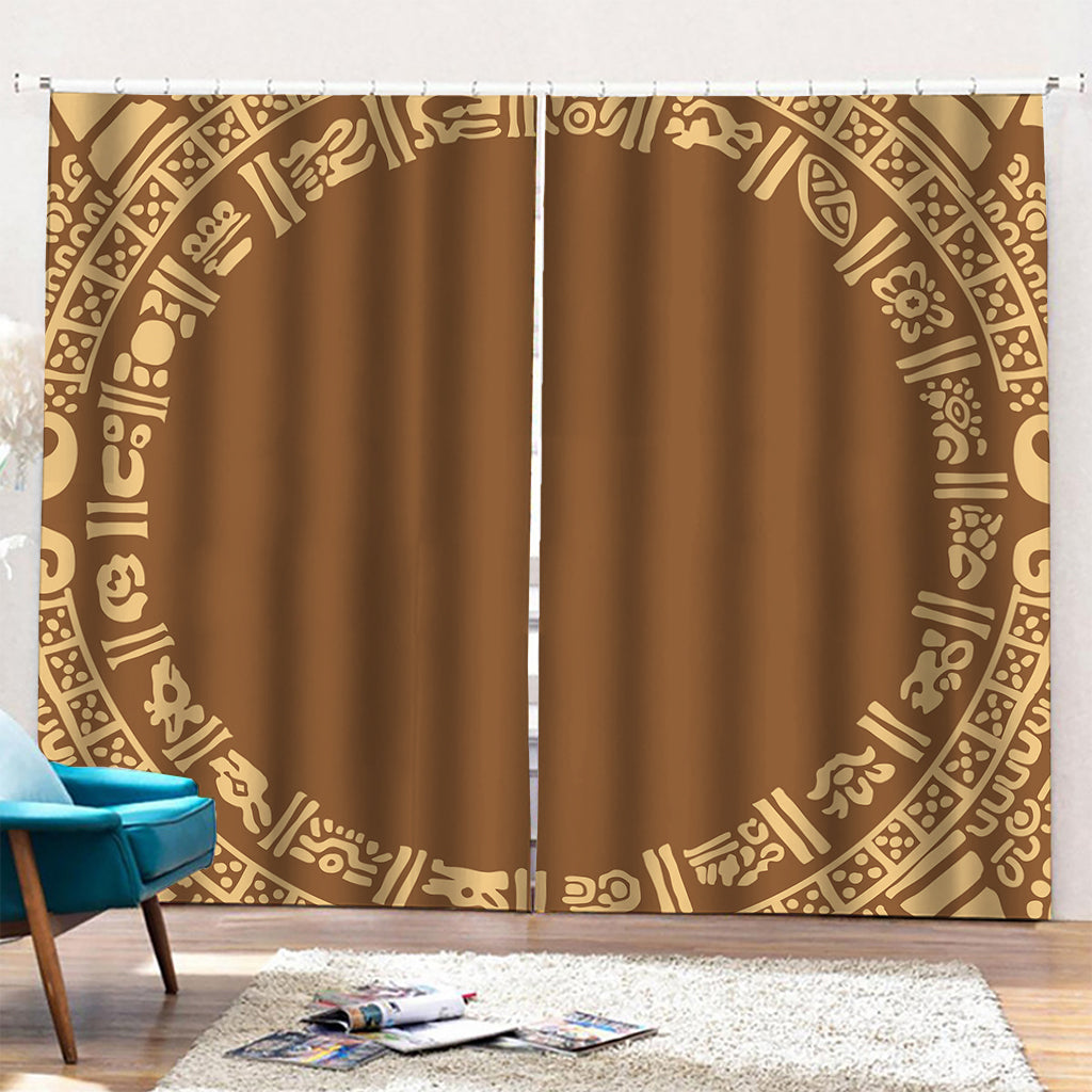 Mayan Circle Symbol Print Pencil Pleat Curtains