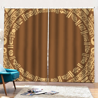 Mayan Circle Symbol Print Pencil Pleat Curtains