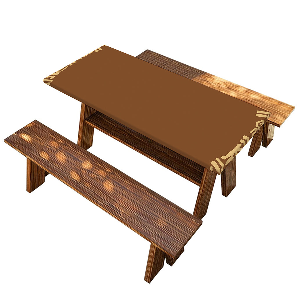 Mayan Circle Symbol Print Picnic Table Cover