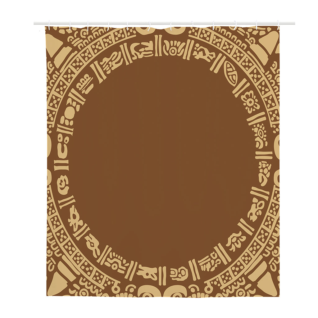Mayan Circle Symbol Print Polyester Shower Curtain