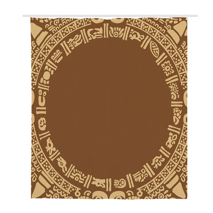 Mayan Circle Symbol Print Polyester Shower Curtain