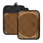 Mayan Circle Symbol Print Pot Holders With Pocket