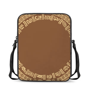 Mayan Circle Symbol Print Rectangular Crossbody Bag