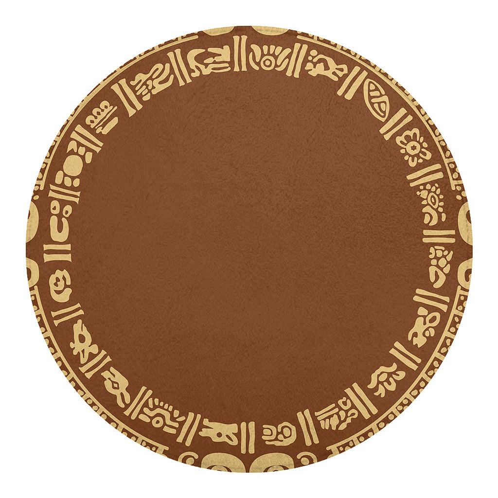 Mayan Circle Symbol Print Round Blanket
