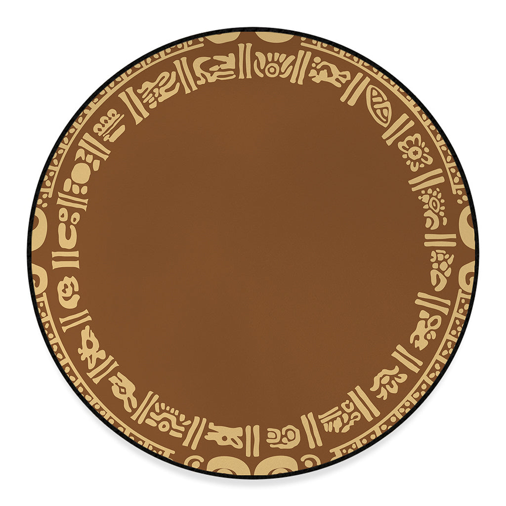 Mayan Circle Symbol Print Round Floor Mat
