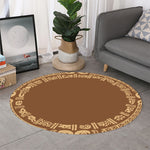Mayan Circle Symbol Print Round Rug