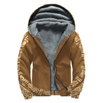 Mayan Circle Symbol Print Sherpa Lined Zip Up Hoodie