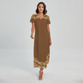 Mayan Circle Symbol Print Short Sleeve Maxi Dress