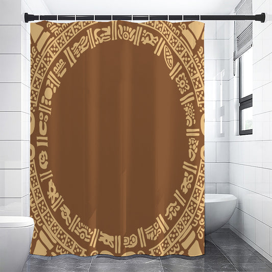 Mayan Circle Symbol Print Shower Curtain
