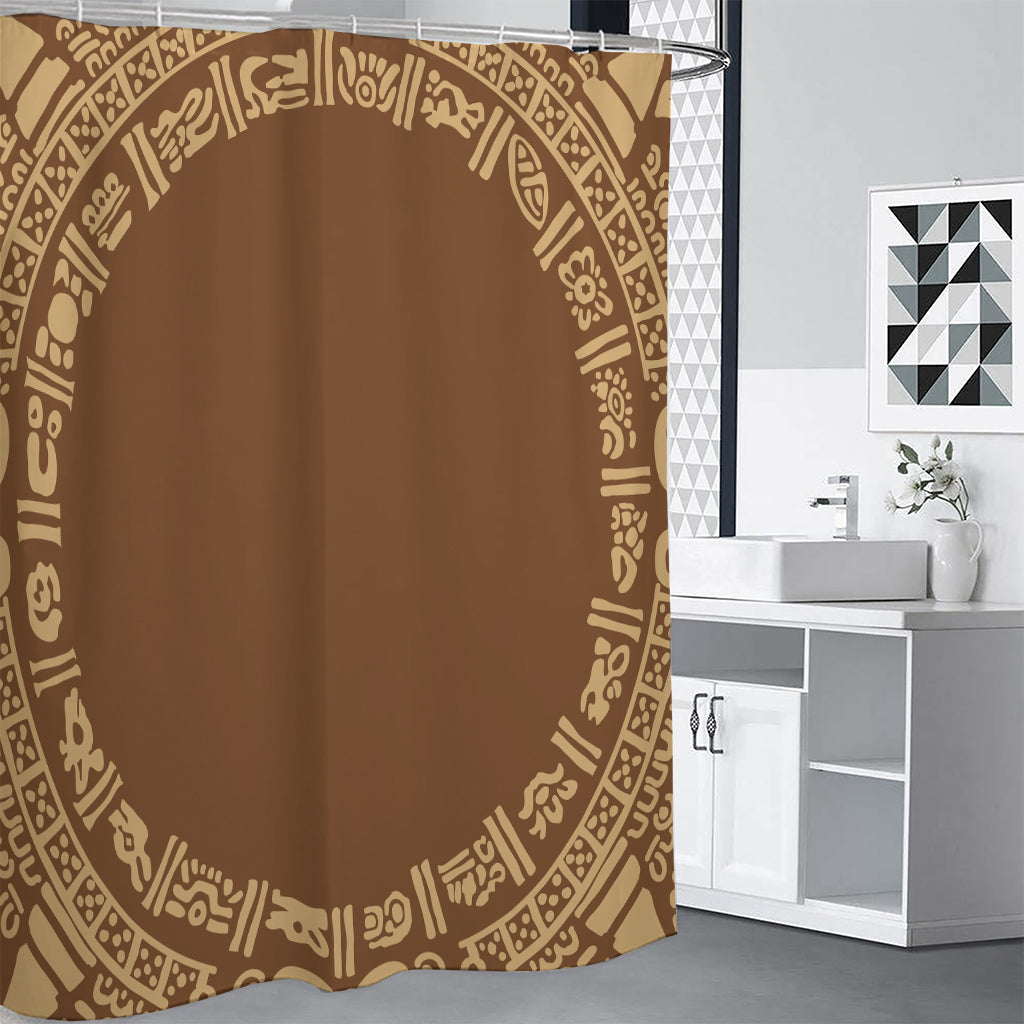Mayan Circle Symbol Print Shower Curtain