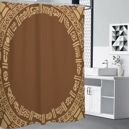 Mayan Circle Symbol Print Shower Curtain