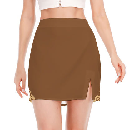 Mayan Circle Symbol Print Side Slit Mini Skirt