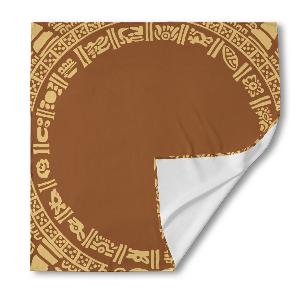 Mayan Circle Symbol Print Silk Bandana