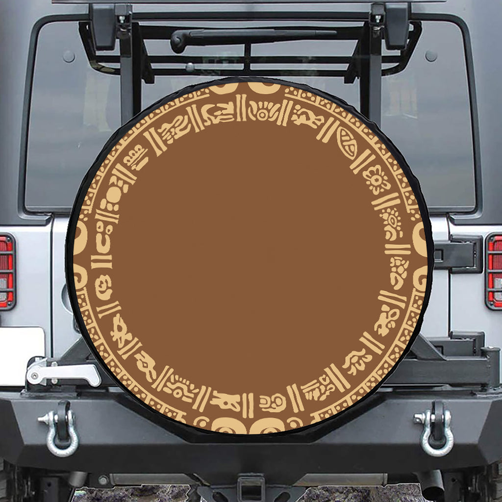 Mayan Circle Symbol Print Tire Cover