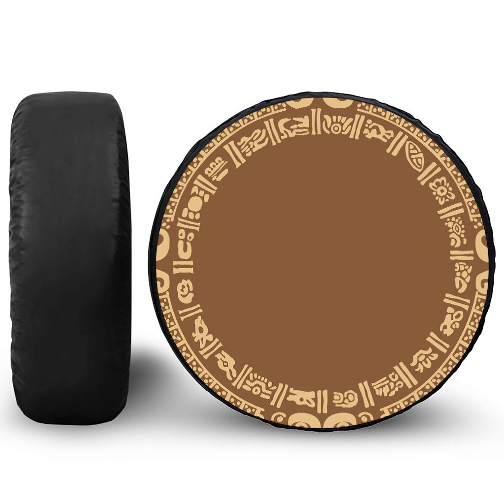 Mayan Circle Symbol Print Tire Cover