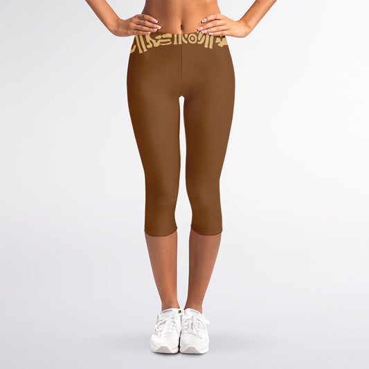 Mayan Circle Symbol Print Women's Capri Leggings