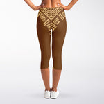 Mayan Circle Symbol Print Women's Capri Leggings