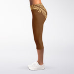 Mayan Circle Symbol Print Women's Capri Leggings