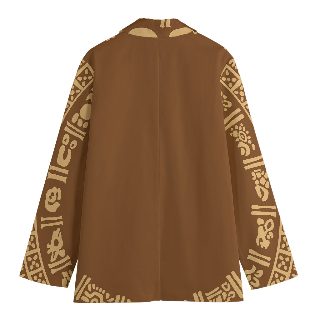 Mayan Circle Symbol Print Women's Cotton Blazer