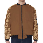 Mayan Circle Symbol Print Zip Sleeve Bomber Jacket