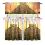 Mayan Civilization Print 3 Piece Kitchen Curtains