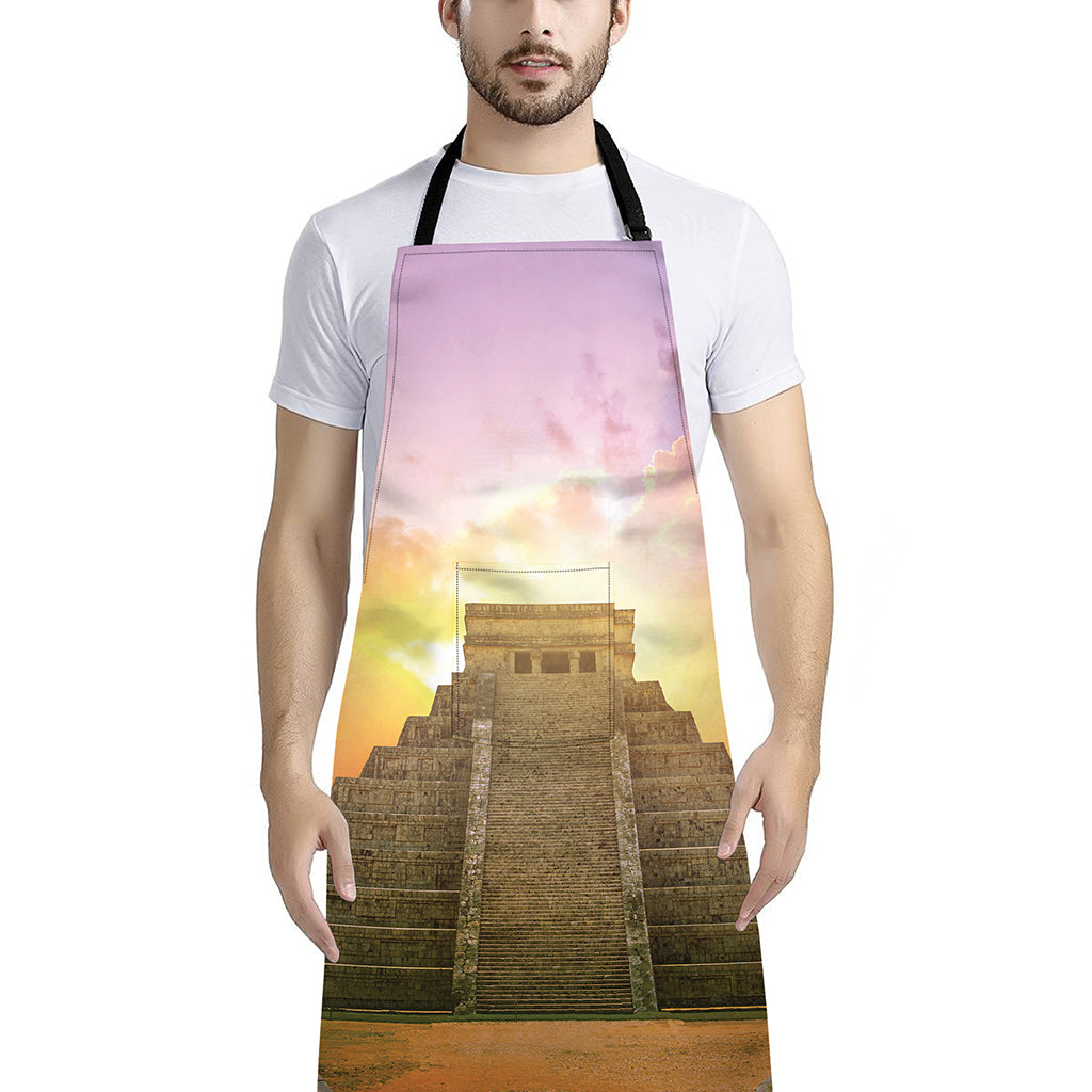 Mayan Civilization Print Bib Apron With Pocket