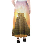 Mayan Civilization Print Chiffon Maxi Skirt