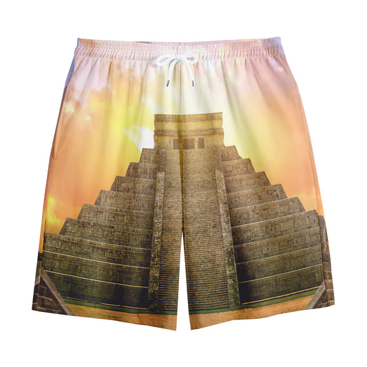 Mayan Civilization Print Cotton Shorts