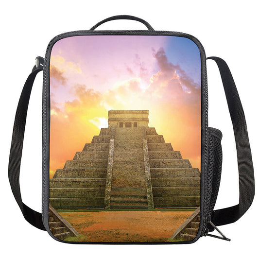 Mayan Civilization Print Crossbody Lunch Bag