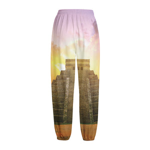 Mayan Civilization Print Fleece Lined Knit Pants