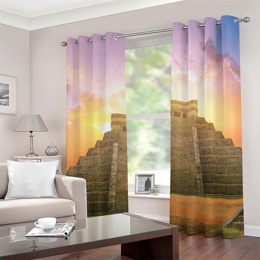 Mayan Civilization Print Grommet Curtains