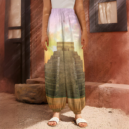 Mayan Civilization Print Harem Pants