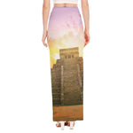 Mayan Civilization Print High Slit Maxi Skirt
