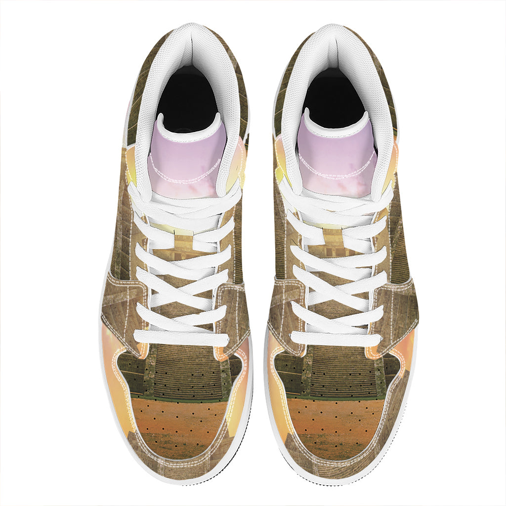 Mayan Civilization Print High Top Leather Sneakers