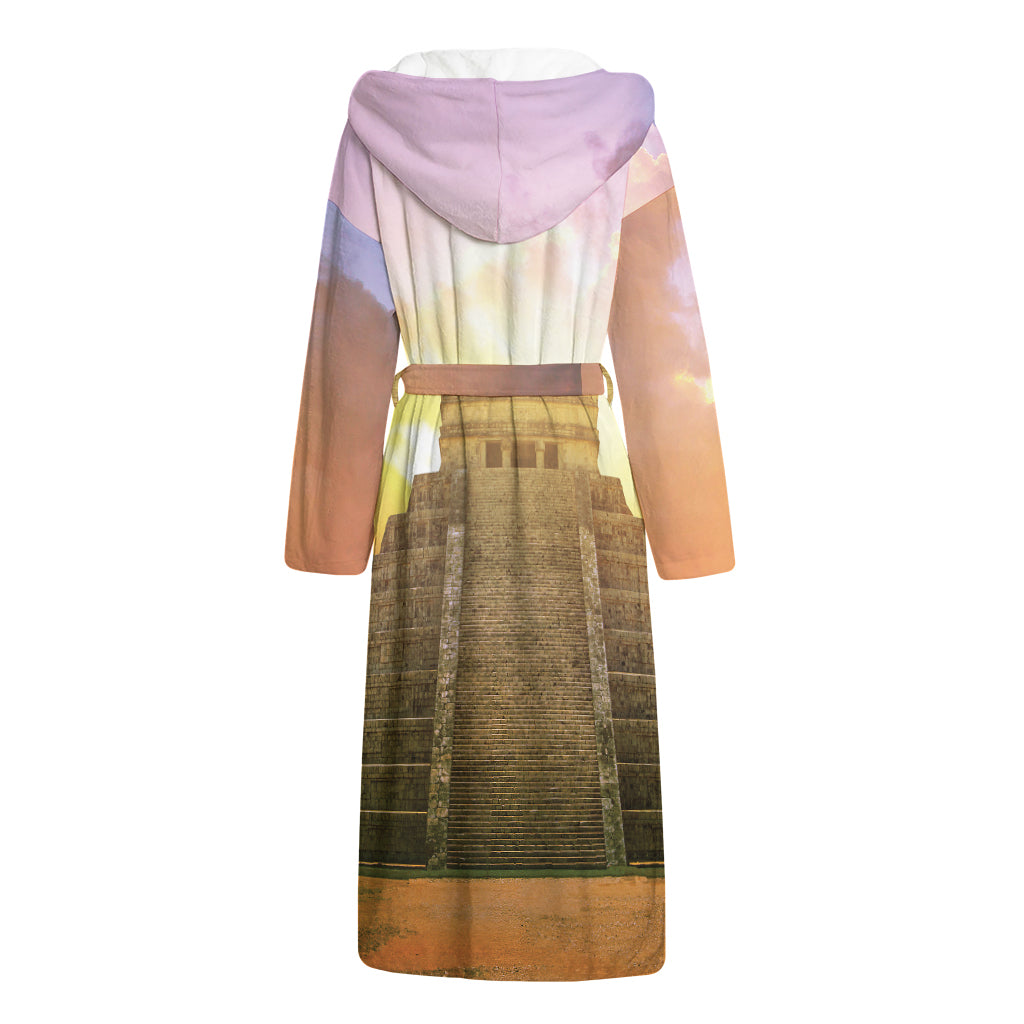 Mayan Civilization Print Hooded Bathrobe
