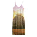 Mayan Civilization Print Jersey Midi Cami Dress