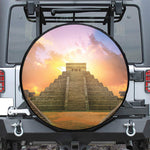 Mayan Civilization Print Leather Spare Tire Cover