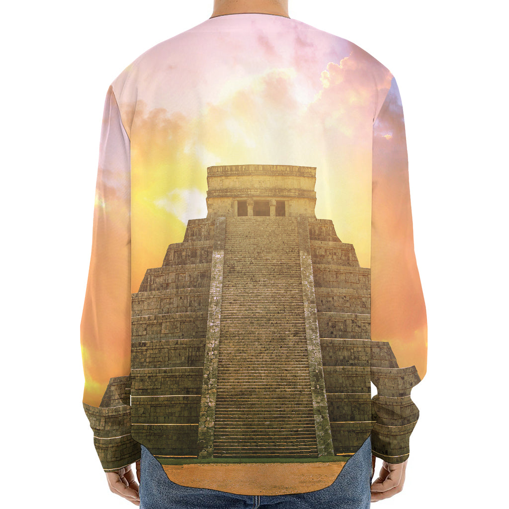 Mayan Civilization Print Long Sleeve Baseball Jersey
