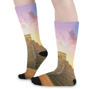 Mayan Civilization Print Long Socks