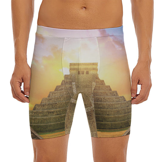 Mayan Civilization Print Men's Long Boxer Briefs