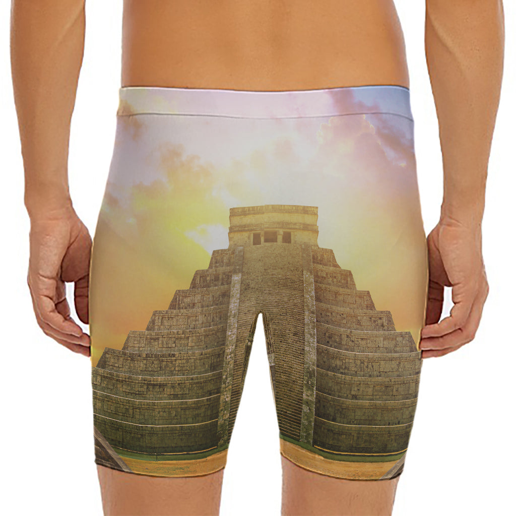 Mayan Civilization Print Men's Long Boxer Briefs