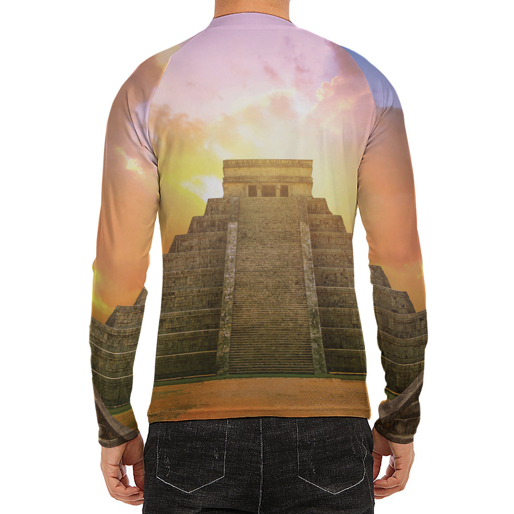 Mayan Civilization Print Men's Long Sleeve Rash Guard