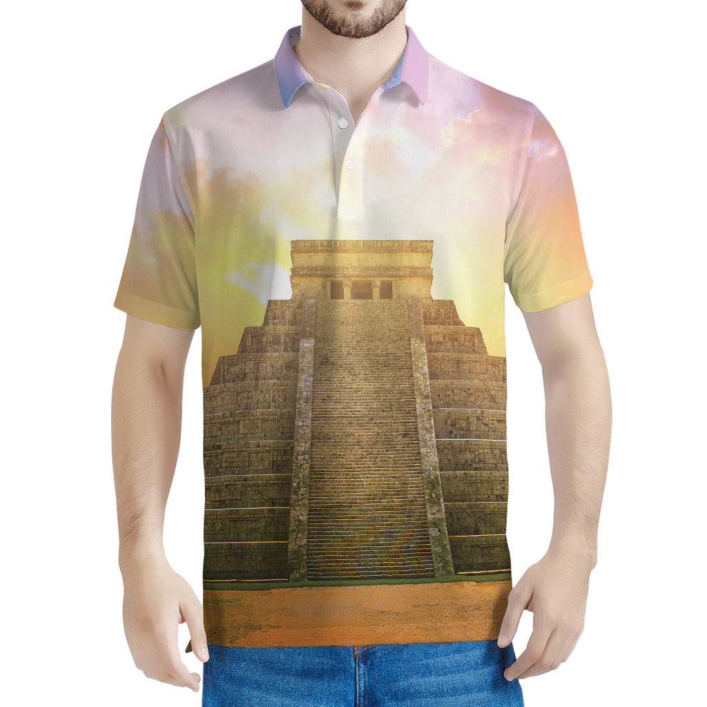 Mayan Civilization Print Men's Polo Shirt
