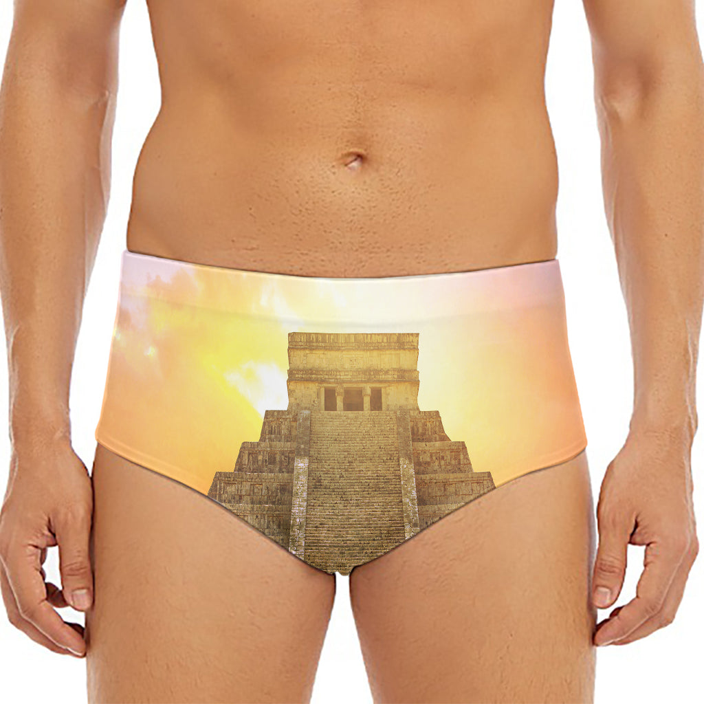 Mayan Civilization Print Men's Triangle Swim Briefs